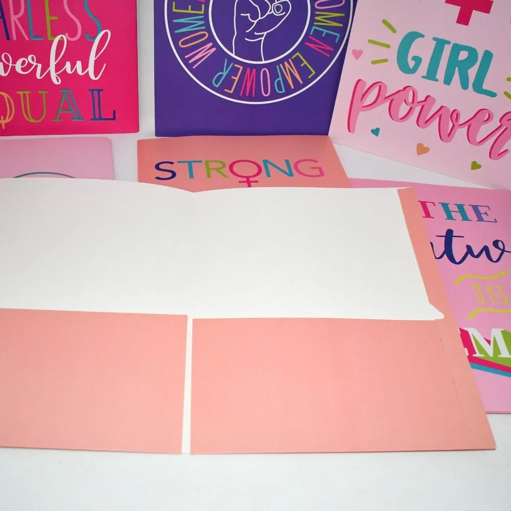 Paper Junkie 12 Pack Feminism Pocket Folders, 9x12 Letter Size, 6 Designs, NWT